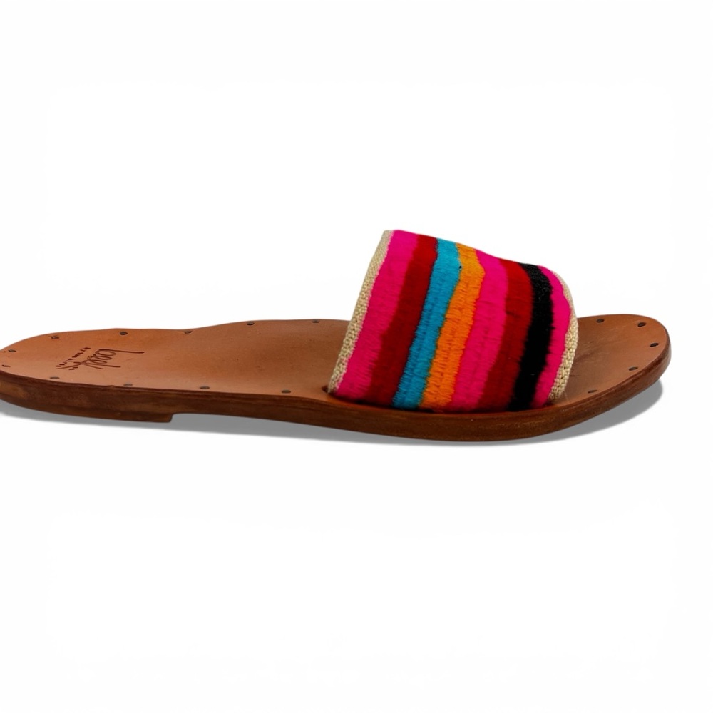 beek Multicolor Striped Slide Sandals in Pink, Turquoise & Tan - Picture 3 of 8
